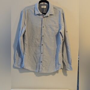 Produkt.  Light Blue Button Down Shirt. Cotton Linen Blend. Long Sleeve. Size XL